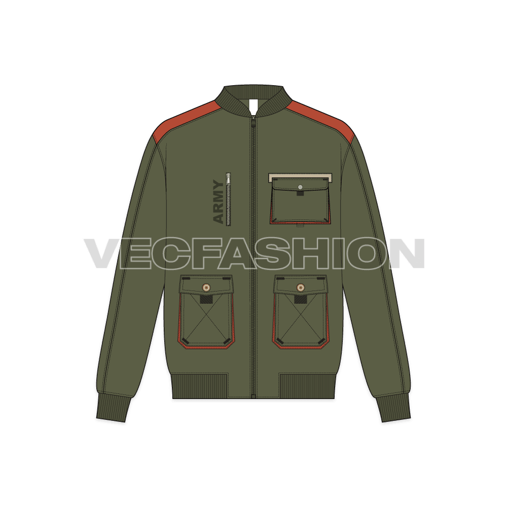 Mens Army Bomber Jacket front view
