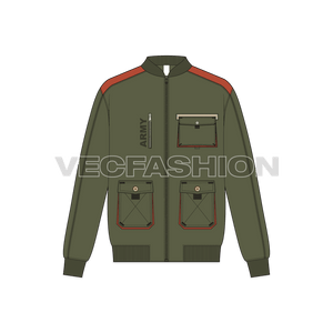 Mens Army Bomber Jacket front view