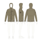 Mens Army Field Jacket flat sketch, croqui sketch