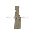 Mens Army Field Jacket flat sketch, side view