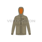 Mens Army Field Jacket flat sketch, front view