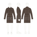 Mens Army Inspired Cargo Coat flat sketch, croqui sketch