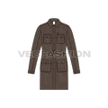 Mens Army Inspired Cargo Coat flat sketch, front view