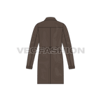 Mens Army Inspired Cargo Coat flat sketch, back view