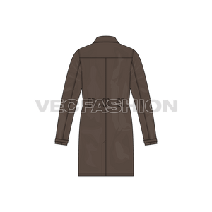 Mens Army Inspired Cargo Coat back view