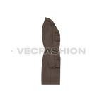 Mens Army Inspired Cargo Coat flat sketch, side view