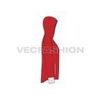 Mens athletic hoodie flat sketch, side view