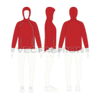 Mens athletic hoodie flat sketch, croqui sketch