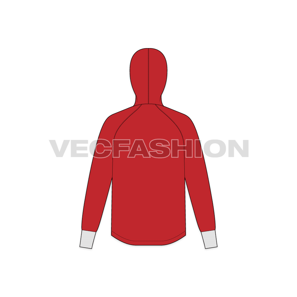 Mens athletic hoodie flat sketch, back view