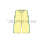 Mens baggy board shorts flat sketch, front view