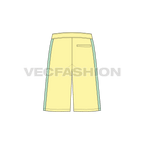Mens baggy board shorts flat sketch, back view