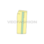 Mens baggy board shorts flat sketch, side view