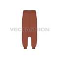 Mens baggy harem pants flat sketch, front view