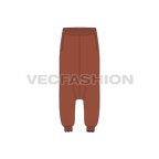 Mens baggy harem pants flat sketch, front view