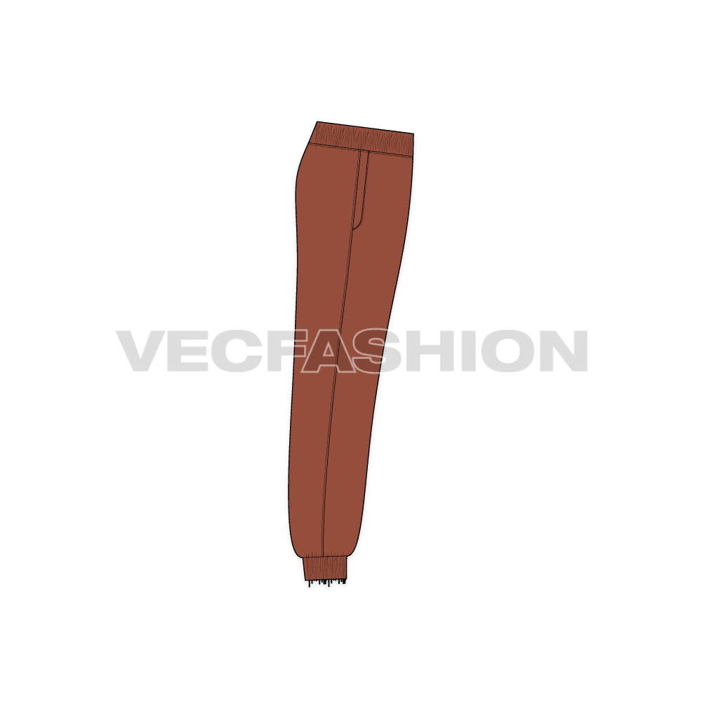 Mens baggy harem pants flat sketch, side view