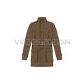 Mens Barbour Jacket flat sketch, front view
