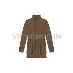 Mens Barbour Jacket flat sketch, front view