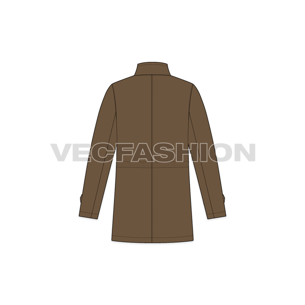 Mens Barbour Jacket flat sketch, back view