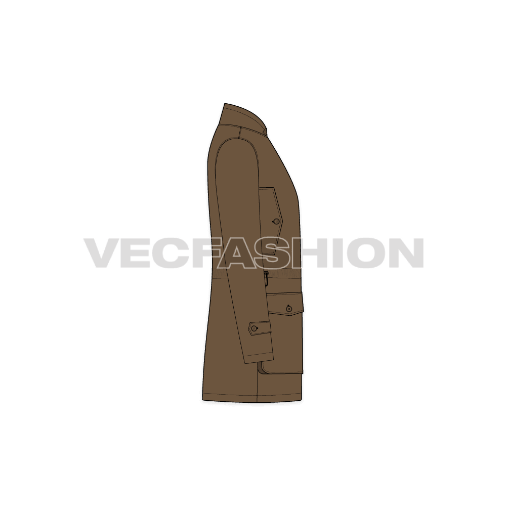 Mens Barbour Jacket flat sketch, side view
