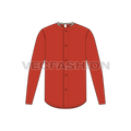 Mens baseball game shirt flat sketch, front view