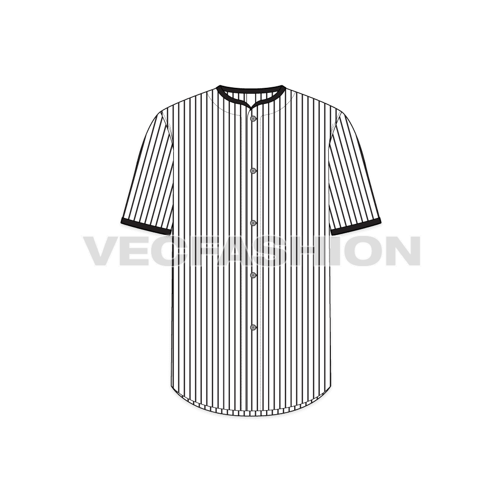Mens baseball sport tee flat sketch, front view