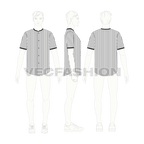 Mens baseball sport tee flat sketch, croqui sketch