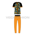 Mens baseball uniform kit flat sketch, front view