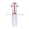 Mens baseball uniform kit, striped jersey flat sketch, front view