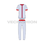 Mens baseball uniform kit, striped jersey flat sketch, front view