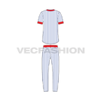 Mens baseball uniform kit, striped jersey flat sketch, back view