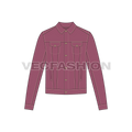 Mens Basic Denim Jacket flat sketch, front view