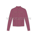 Mens Basic Denim Jacket flat sketch, front view