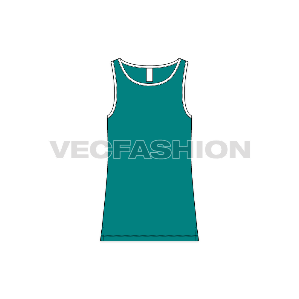 Mens basic tank top flat sketch, front view