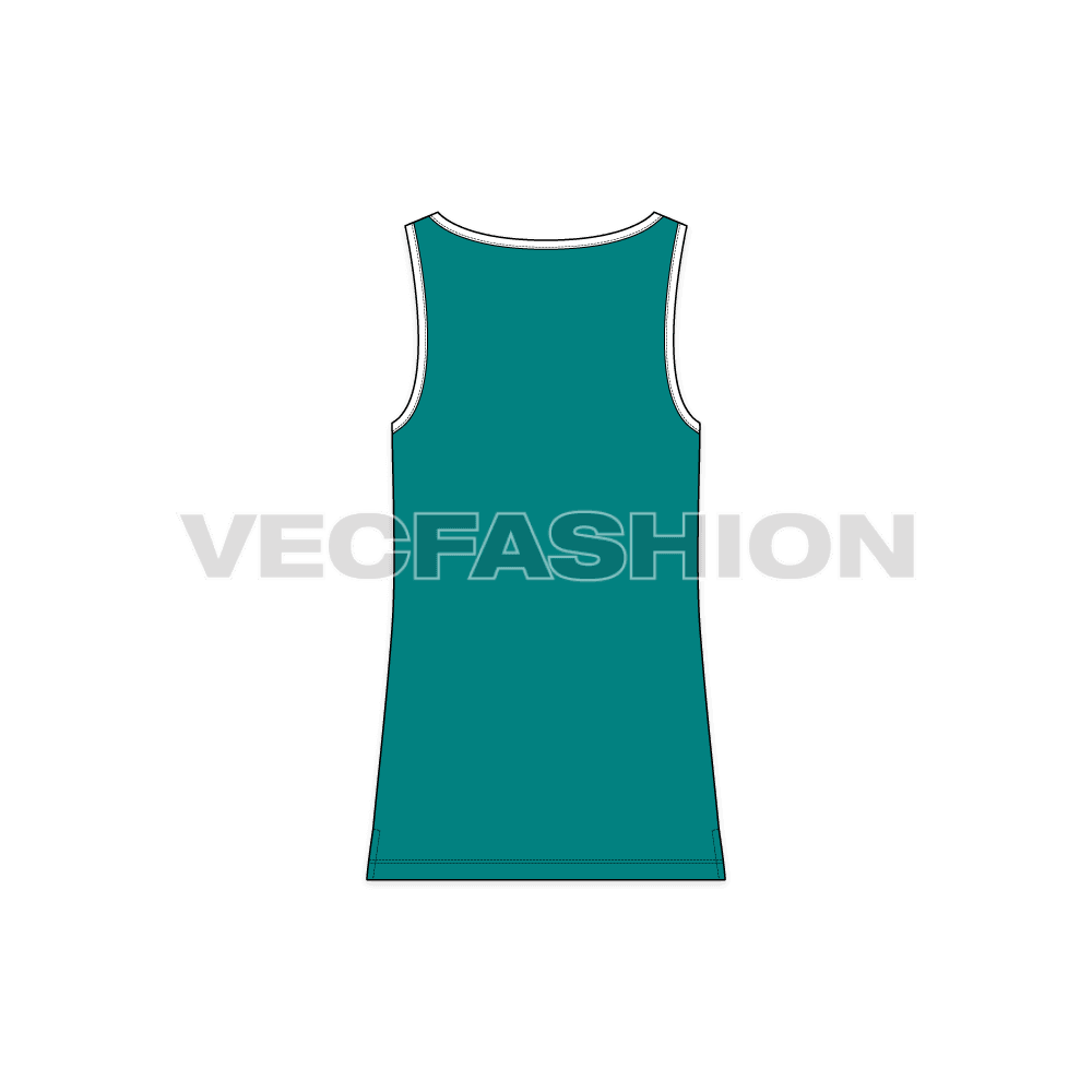 Mens basic tank top flat sketch, back view