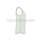Mens basic tank top template flat sketch, side view