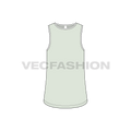 Mens basic tank top template flat sketch, front view