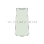 Mens basic tank top template flat sketch, front view