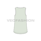 Mens basic tank top template flat sketch, back view
