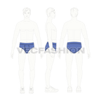 Mens basic underwear flat sketch, croqui sketch