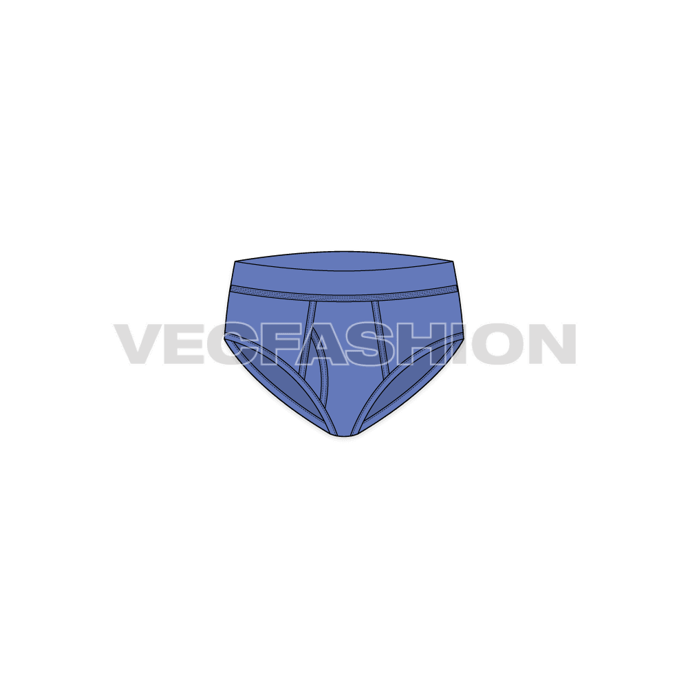 Mens basic underwear flat sketch, front view