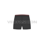 Mens basic underwear, cotton jersey flat sketch, back view