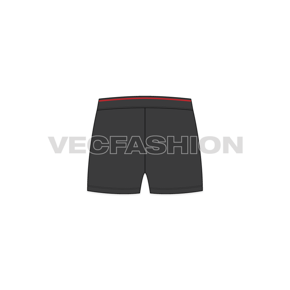 Mens basic underwear, cotton jersey flat sketch, back view