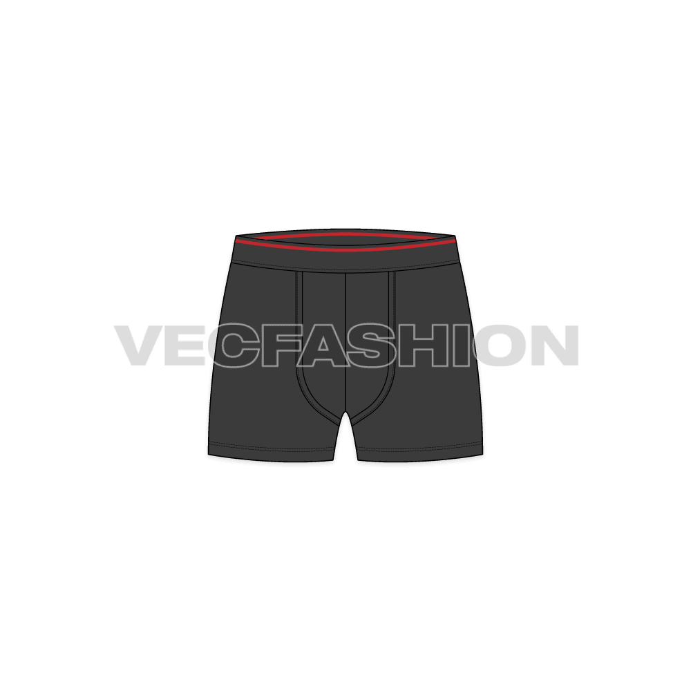 Mens basic underwear, cotton jersey flat sketch, front view