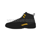 Mens basketball hi-top sneakers flat sketch, view 2
