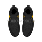 Mens basketball hi-top sneakers flat sketch, view 3