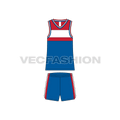 Mens basketball kit vest and shorts flat sketch, front view