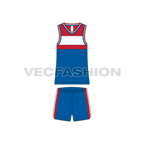 Mens basketball kit vest and shorts flat sketch, front view