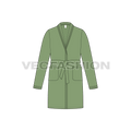 Mens bath robe with shawl collar, side pockets flat sketch, front view