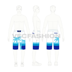 mens beach board shorts vector template