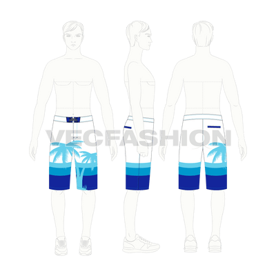 mens beach board shorts vector template